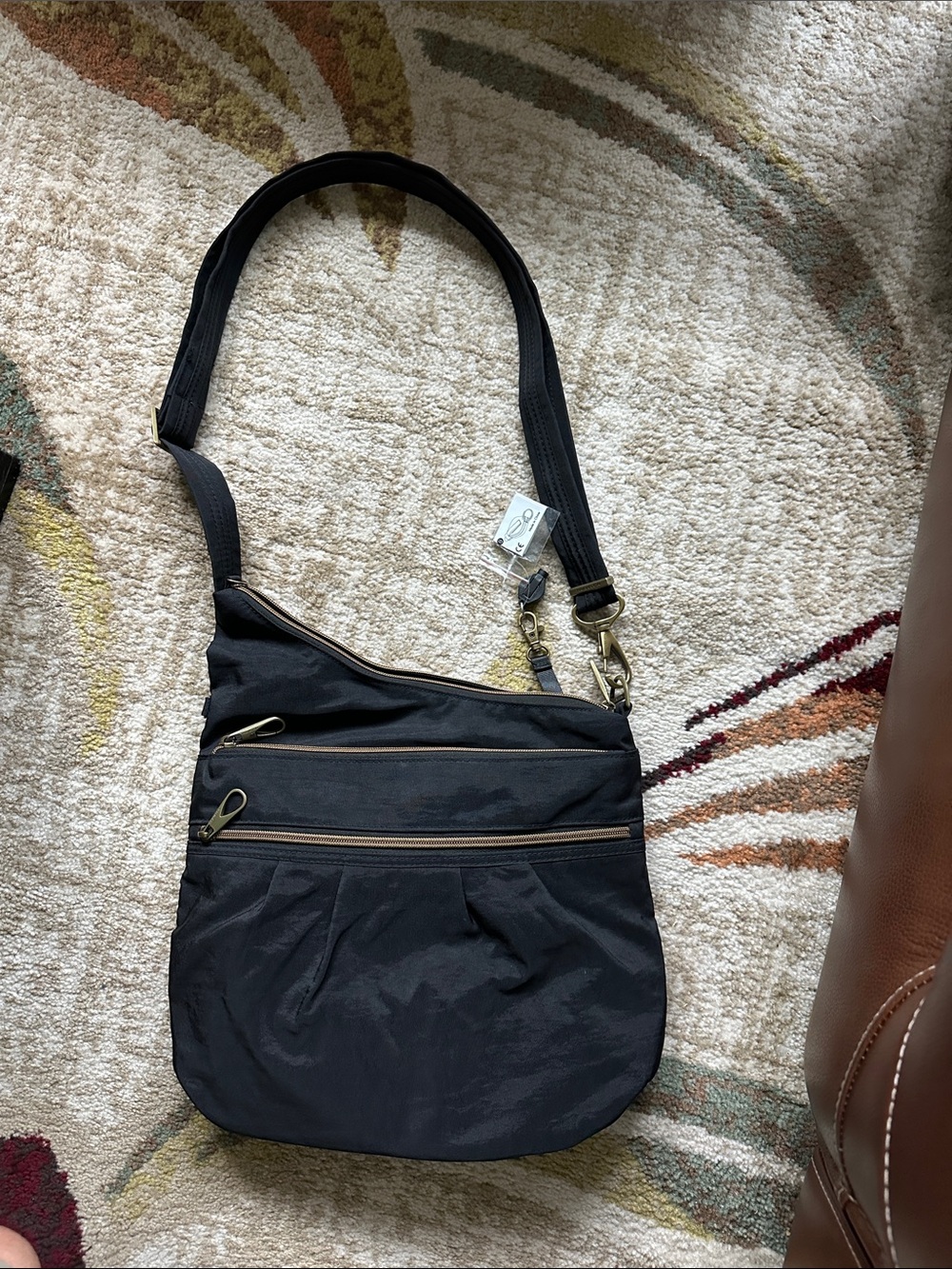 Travelon Black Crossbody Shoulder Bag secured